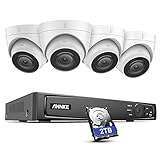 ANNKE H800 4K PoE Überwachungskamera Set, 8CH 4K PoE NVR mit 2TB HDD + 4PCS PoE IP Kameras unterstützt Audioaufnahme, H.265 + Codierung, IP67 Wetterfest, 256 GB TF-Karte, Fernzug