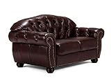 Woodkings® Chesterfield Hereford Sofa 2-Sitzer Echtleder antik braun Couch Bürosofa Polstermöbel 2er antik Unikat Herrenzimmer englisches Ledersofa Stilsofa Club