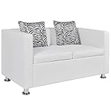 UnfadeMemory Loungesofa Polstersofa Wohnzimmersofa Sessel 2-Sitzersofa 3-Sitzer-Couch Kunstleder Sofa Sitzmöbel mit Kissen Wohnraum Sofagarnitur Büro Couchgarnitur (2-Sitzer-Sofa, Weiß)