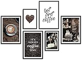 ARTFAVES® Poster Set - Coffee Love | Wanddeko Wohnzimmer & Küche & Esszimmer | 6 Moderne Wandbilder | Bilder Kaffee Deko, Espresso, Coffee time | ohne B