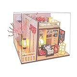 F Fityle Puppenhaus Miniatur mit Möbel Staubdichte Möbel DIY Puppenhaus für Geburtstag Teens Valentinstag Geschenk