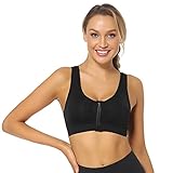 NC Sport BH Damen Reißverschluss vorne Sport Bra starker Halt Frau Fitness Bustier ohne Bügel praktisches Vorderverschluss-Design hochelastische Damen Yoga BH Training B