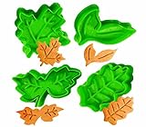 YUEKUN Herbstblatt Ahornblätter Ausstecher, Thanksgiving Fondant Ausstecher, Kunststoff Plunger Blatt Ausstecher Set, 4 Stück Kuchendekorationen F