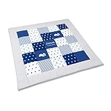 Amilian® Krabbeldecke Patchworkdecke Spieldecke Decke mit Namen und Datum M090 (105x105cm)