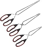 WUWEOT 3er Grillzange Edelstahl Scherenzange mit Komfort-Griff Robuste Gebäckzange Bratenzange Bratwurstzange Küchenzange Grillen Zange für Küche Grillen Kochen und Backen 23,6 cm 30 cm und 33