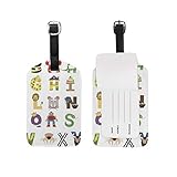Animal English Alphabet Luggage Tag Secure Business Card Holder Microfiber Pu Leather Id Tags Lovely Bag Identifier For Gifts Backpacks Travel Accessories, 7X11 C