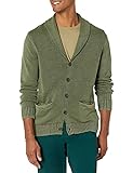 Amazon-Marke: Goodthreads Herren Strickjacke, aus weicher Baumwolle, mit Schalkragen, Grün (washed olive Wol), US XL (EU XL-XXL)