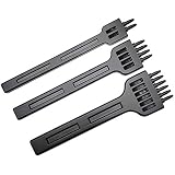3 Stück Leder Locher Werkzeuge, Leder Meißel, Locher Stanzen Werkzeug, Fachmann DIY & Handwerk Metall 2/4/6 Prong Leder Bastelzahn Stanzwerkzeug für Gürtel, Leder, Armband, Karte (4MM)