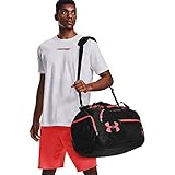 Under Armour Undeniable Duffel 4.0 MD, geräumige Sporttasche, wasserabweisende Umhängetasche Unisex, Black / Black / Venom Red , Einheitsgröß