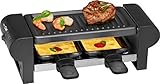 Clatronic RG 3592 2-Personen-Raclette-Grill zum Grillen und Überbacken, Cool-Touch-Gehäuse, 2 Pfännchen, antihaftbeschichtet, schw