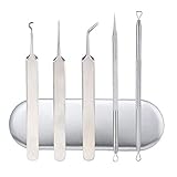 5pcs / Set Edelstahl Mitesser Entferner Werkzeuge Komedonen Pickel Extractor-tool Akne Zit Removal Kits Treatmalet Für Blemish Whitehead Popp