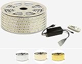 25 Meter 230V H+H Leipzig LED Kaltweiß Neutralweiß Warmweiß Strip Streifen Lichtband Flex Band mit 5730 SMD 144LEDs pro Meter IP67 mit Infrarot (IR) IP20 Controller Fernbedienung