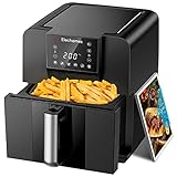 Elechomes Heißluftfritteuse, 6L XXL 1700W Friteuse Heissluft mit Digitalem LED-Touchscreen, Vorheiz&Schüttelfunktion, Doppelgebläse, Timer&Temperaturkontrolle, Airfryer BPA-freier, 120 Rezep