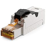 deleyCON 1x CAT 6a Netzwerkstecker RJ45 mit LSA Anschluss Werkzeuglos für Starre Verlegekabel LAN Kabel Netzwerkkabel RJ45 Stecker CAT6a Geschirmt Metallgehäuse 10Gbit/