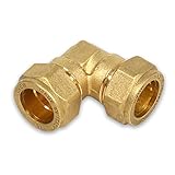 Messing-Klemmverschraubung für Kupferrohre, 90° Winkel, 22-22