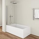 Duschtrennwand für Badewanne Badewannenaufsatz Flügel-Falttür 6mm ESG NANO Glas, 120×140