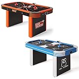 Sportime LED-Airhockey-Tisch 5,5 ft | LED Pucks und Pusher | Starkes Gebläse | Elektrozähler | In Zwei Designs | Mit Sound | High-Speed Oberfläche | Inkl. USB Ladekab