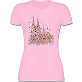 Karneval & Fasching Kostüm Outfit - Kölner Dom Konfetti - S - Rosa - köln t-Shirt - L191 - Tailliertes Tshirt für Damen und Frauen T-S