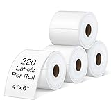 Polono Thermo-Versand-Etiketten, 10,2 x 15,2 cm, perforierte Versand-Etiketten, kompatibel mit MUNBYN, Rollo, Dymo, Zebra, permanent klebend, handelsübliche Qualität, 220 Etiketten x 4 R