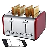 Toaster 4 Scheiben Schneiden , Edelstahl Toaster Mit Bagel , Defrost , Abbrechen - Funktion , Extras Wide Slots Und Herausnehmbare Krümelschublade , 6 Brot Schatten Einstellungen , 1650W Nü