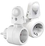 revolt PIR-Schalter: 2er Pack Steckdose mit PIR-Bewegungs- und Licht-Sensor (Bewegungsmelder Steckdose Licht)