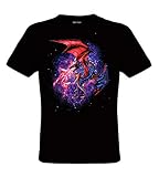DarkArt-Designs Space Dragon - Drachen T-Shirt für Kinder und Erwachsene - Tiermotiv Shirt Fantasy Wildtier Fun Party&Freizeit Lifestyle Regular fit, Größe XXXL, schw