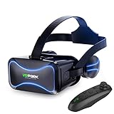 3D-VR-Brille für Handy Universal mit Bluetooth-Griff HD Video-Filmbrille Virtual Reality Headset, FOV 100-120 Grad, für 3,5-6-Zoll-Smartphones, für Android/IOS