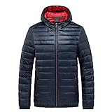 WAQD Herren Übergangsjacke Steppjacke Daunenjacke Sportjacke Freizeitjacke Materialmix Kapuze Reißverschluss Street Style Herren, Herbst Und Winter, Neue Baumwolljacke Leichter Mantel Oberteil, Jack