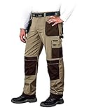 Leber&Hollman Arbeitshose für Herren - Sicherheitshose für Männer - mit Taschen für Kniepolster - Bundhose - Berufsbekleidung - Beige/Braun/Schwarz - Größe 54