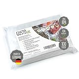 GustoVac PREMIUM Vakuumbeutel - 100 Stk. 20x30 cm - Made in Germany - Für alle Vakuumiergeräte - geprägte Struktur - Sous-Vide Garen geeignet - extra starke Schweißnaht - GRATIS E-Book