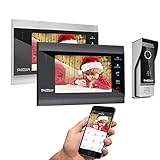 TMEZON WLAN Video Türsprechanlage Türklingel Gegensprechanlage System, 7 Zoll 1080P WLAN Monitor mit Verdrahteter Kamera im Freien(2M1C) Für 1-Familienhaus, Fernbedienung Türöffner und App