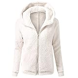 eiuEQIU Damen Plüsch Kapuze Pullover Winterjacke mit Reissverschluss Herbst und Winter Lamm Kaschmir Manteljacke Tunika Warme Kapuzenjacke Softshelljacke Outdoorjacke Wanderjacke Sportjack