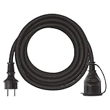 EMOS P01805 5 m Schuko, Gummi-Verlängerungskabel für den Außenbereich (IP44), H07RN-F3G 1,5 mm2, 5 M