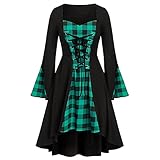 Mymyguoe Prinzessin Kleid Damen 80er Jahre Mittelalter Kleidung Elegant Abendkleider Lang Vintage Kleider für Halloween Kostü