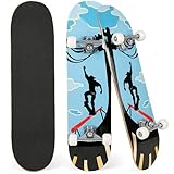 Skateboard 31x8 Zoll Komplette Cruiser Skateboard mit Double Kick, Longboard aus 7-Lagiger Kanadischer Ahorn, Komplettboard mit ABEC-9 Kugellager für Kinder Jugendliche Anfänger Erwachsene geeig