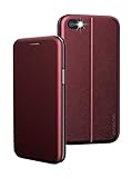 BYONDCASE Handyhülle iPhone 8 Hülle Rot, iPhone 7 Hülle [iPhone SE 2020 Hülle Deluxe Leder Flip-Case Klapphülle] Cover Schutzhülle kompatibel für iPhone 8/7 / SE 2020 T