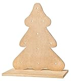 VBS Deko-Weihnachtsbaum für 10er Lichterkette 38x32,5x18cm aus MDF-Holz mit Standfuß zum Basteln Tannenbaum Christbaum Tischdek