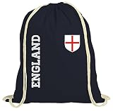 Wappen Fußball WM Fanshirt Gruppen natur Turnbeutel Rucksack Gymsac Fan Trikot England, Größe: onesize,dunkelb