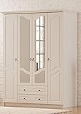 rabi beyond furniture Irmak Country Mega 4 Deckel 2 Schubladen Kleiderschrank | Verspiegelte Membranabdeckung | Einfaches | Höhe: 210 cm Breite: 140