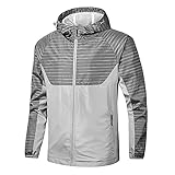Übergröße Mäntel für Herren Wasserdicht Winddicht Mantel Atmungsaktiv Leichte Jacke Laufmantel für Outdoor Sport Radfahren Packable Jacke 4XL, grau, XXL