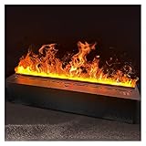 Elektrische Kamine 47/59 Zoll Kamin Wandmontierter Schweiz Elektrischer Kamin Lebenswertiger Flammeneffekt mit Fernbedienung, Metallplatte, automatisch Wasser hinzufügen, schwarz deko k