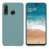 DUEDUE Huawei P30 Lite Hülle, Huawei P30 Lite Silikon Handyhülle Huawei P30 Lite Schutzhülle Slim Case Cover Liquid Silikon Gel Matte Hülle Kratzfest für Huawei P30 Lite Kieferngrü