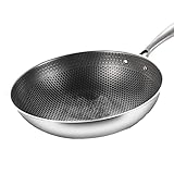 Wok, Haushaltskocher Induktionsherd Universal unbeschichtete Induktions Töpfe Set mit Edelstahlgriff Antihaft-Vollbild-Waben-Edelstahl-Geschenk