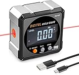 Riiai 2 in 1 Digital Winkelsucher Winkelmesser Level Box mit Magnetfuß für Winkeleinstellung auf Gehrungssäge, Tischsäge, Bohrmaschinen, Bandsäg