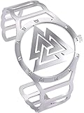 XLTFZY Armbänder Armreif Neuheit Edelstahl Uhr Form Nordicng Symbol Armband Hollow Out Design Gravur 24 Runen Manschette Für Männer Frauen Teens/Style 2
