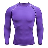 QWERD Herren Kompressions-Shirt langärmlig Funktionsshirts Baselayer Langarm Kompressionsshirt Herren, Langarm Fitnessshirt Männer Sportshirt Atmungsaktiv Laufshirt für Laufen Jogging T