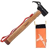 Keello Camping Hammer Zelthammer Kohlenstoffstahl Outdoor Multifunktion Hämmer Mallet Heringzieher für Zeltheringe Rutschfest Kopf Design mit Halteb