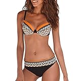 OIKAY Damen Bikini Set Blumendruck Bikini Set Push Up Schwimmen Zweiteiler Badeanzug Badebekleidung Strandanzug