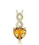 ANAZOZ 18K Gelbgold Halskette Damen, Au750 Infinity Symbol Unendlichkeit Herz 1.68ct Citrin Gelb Halskette mit Anhänger mit Diamant Geschenke für Frauen Echtschmuck mit Zertifik