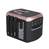 DYNN Internationale Sockel-Wandladegerät mit 4usb Port-Stromwandler Exquisite Erscheinungsbild-Steckeradapter All-in-One-Netzteil (Color : Red, Größe : 2.0 * 2.1 * 2.7in)